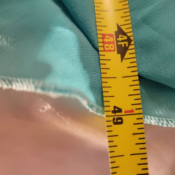 iEFiEL silk formal dress Turquoise Full Length w/lace Sz 12 - Picture 9 of 9